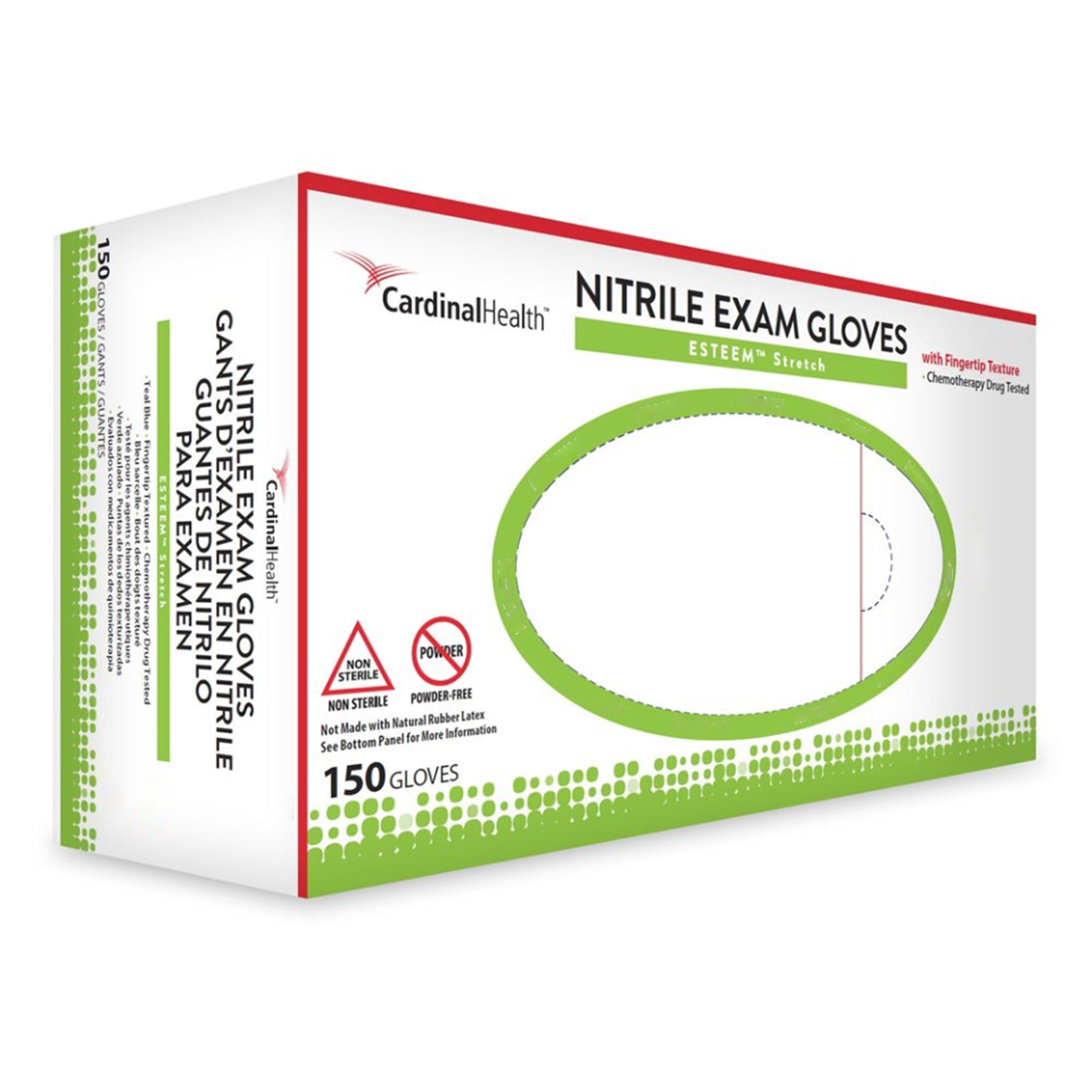 Exam Glove ESTEEM Stretch Large NonSterile Nitrile Standard Cuff Length Textured Fingertips Teal Chemo Tested | 150/Box