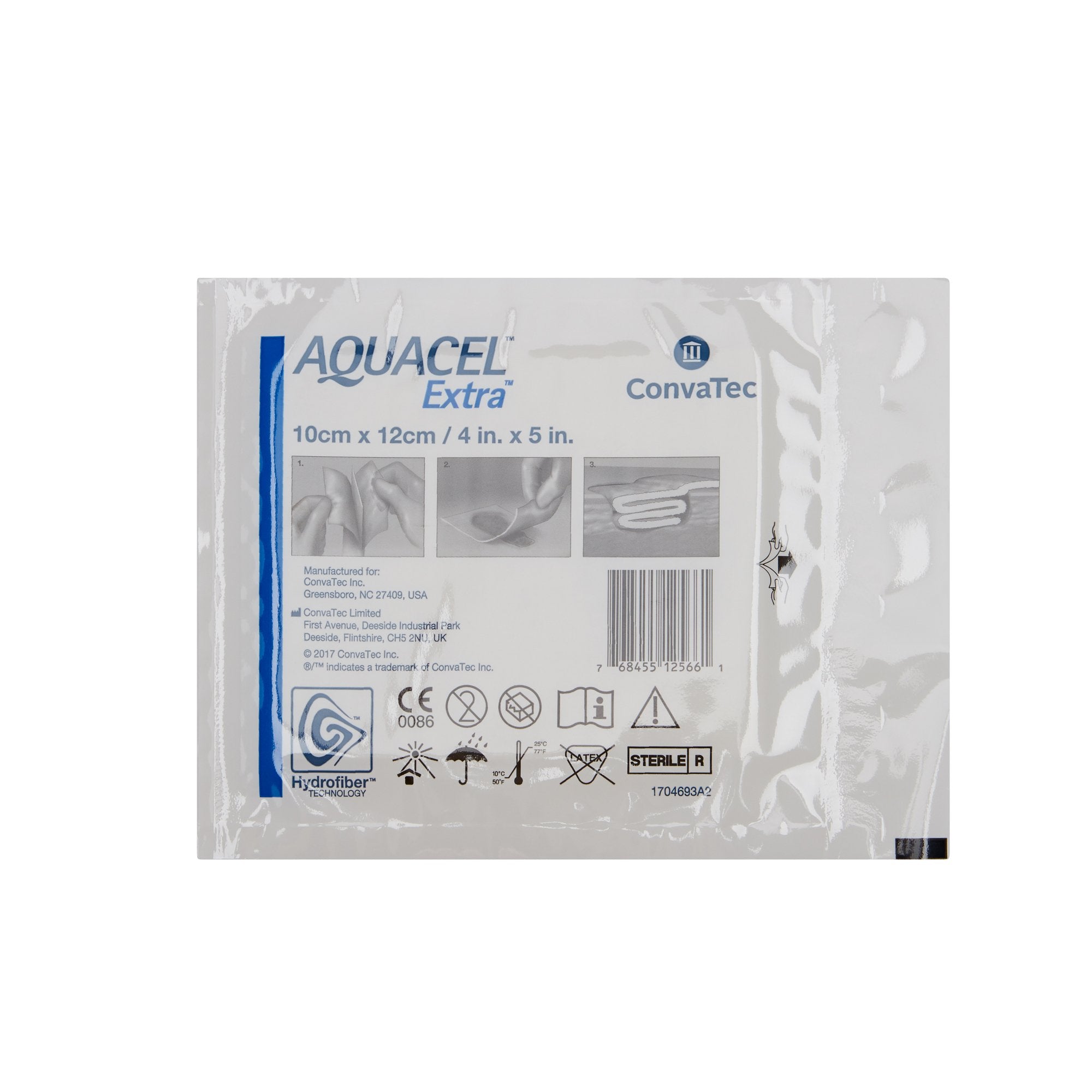 Gelling Fiber Wound Dressing Aquacel Extra 4 X 5 Inch Rectangle Sterile,Packaging Type- Each
