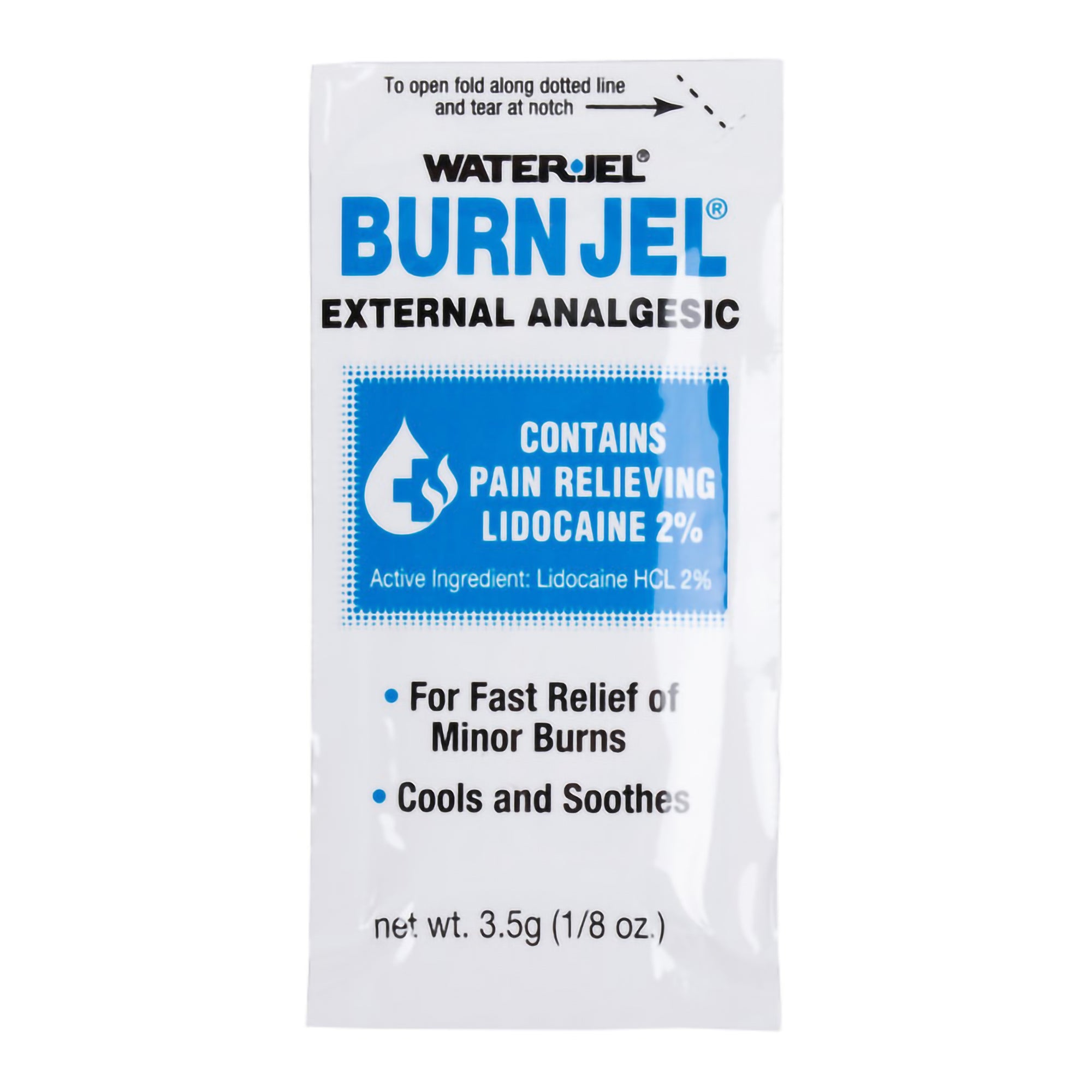 Burn Relief Lidocaine Water Jel Burn Jel Topical Gel 3.5 Gram Individual Packet,Packaging Type- Box