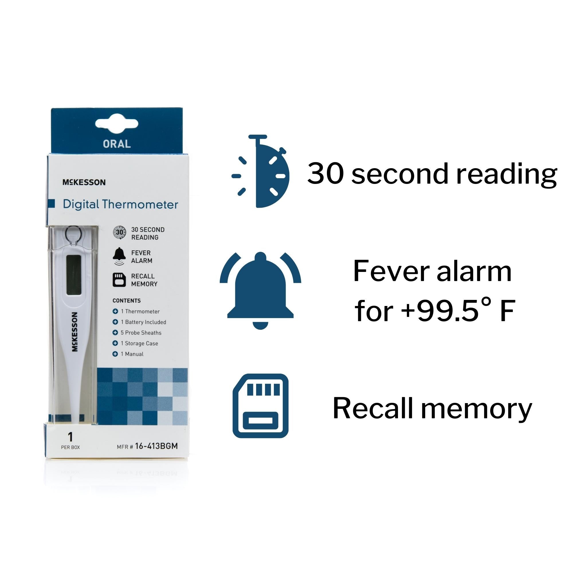 Digital Stick Thermometer McKesson Oral Probe Handheld, Packaging Type- Each