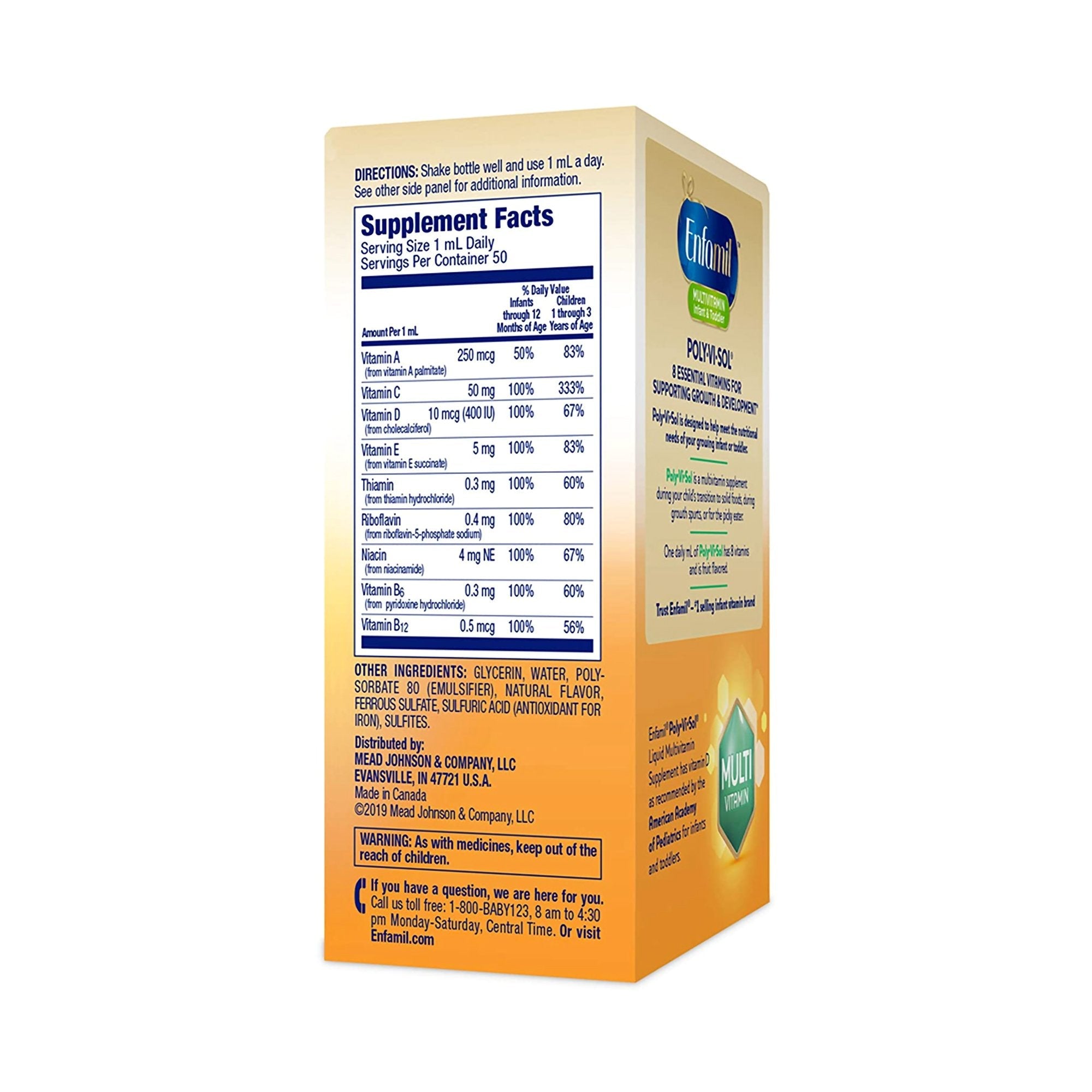 Pediatric Multivitamin Supplement Poly·Vi·Sol® Vitamin A 1,500 IU Strength Oral Drops 1.67 oz. Unflavored