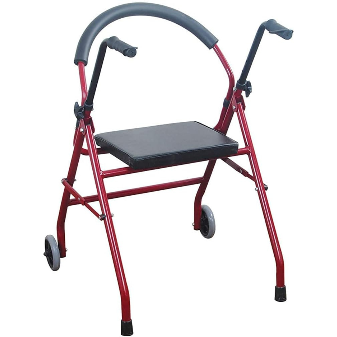 Drive Medical , Foldable Rollator For Seniors and Elders, Wheel size With Height Adjustable 15 inch, Weight Capacity 300lbs,Red Color, Foldable , 1239RD