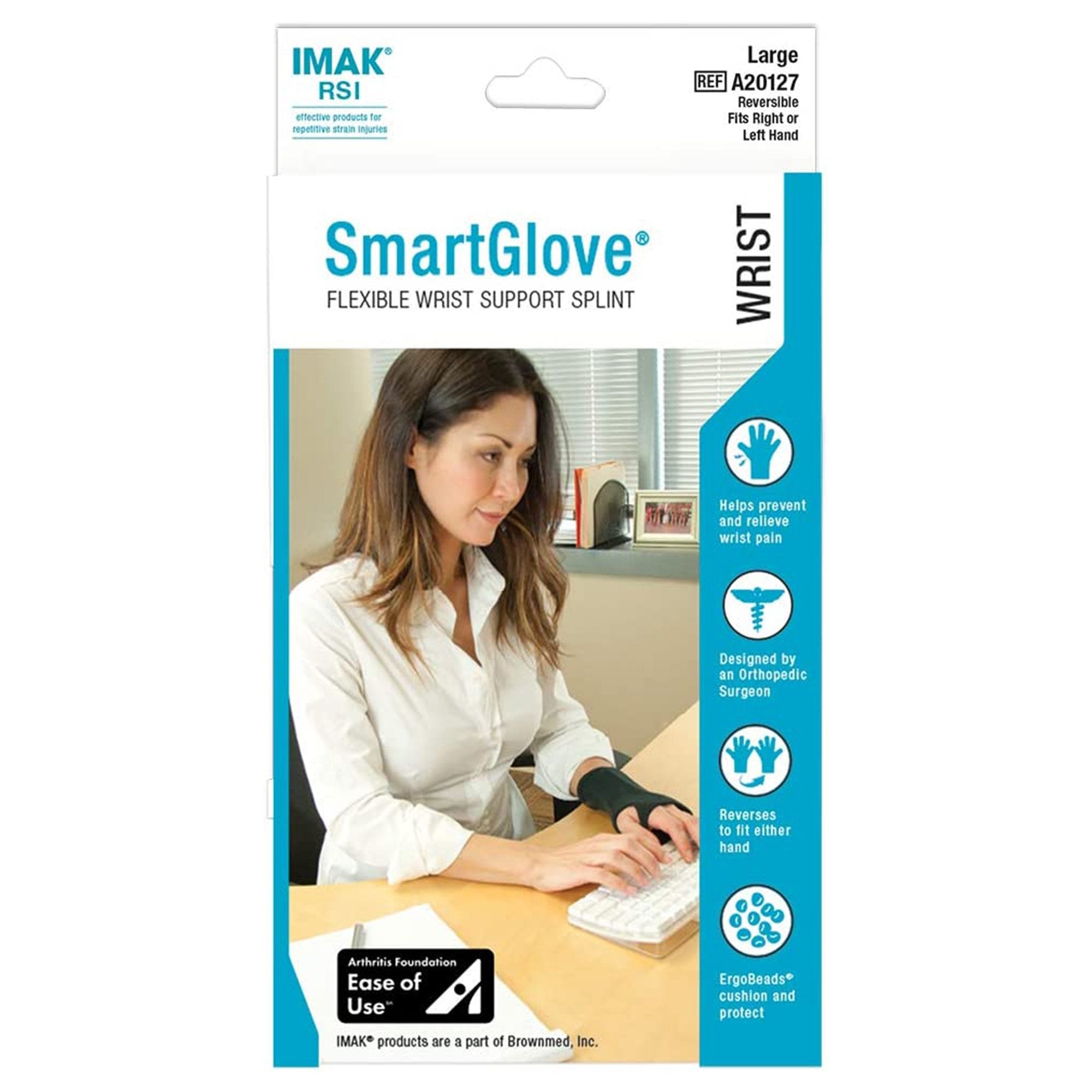 Wrist Splint IMAK RSI SmartGlove Cotton / ergoBeads Left or Right Hand Black Large