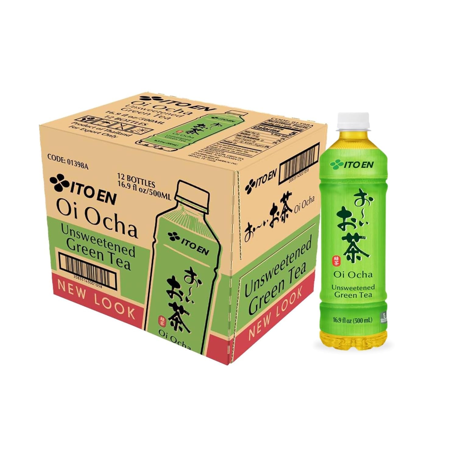 Tea Oi Ocha Green Tea, Unsweetened, 16.9 Ounce (Pack of 12)