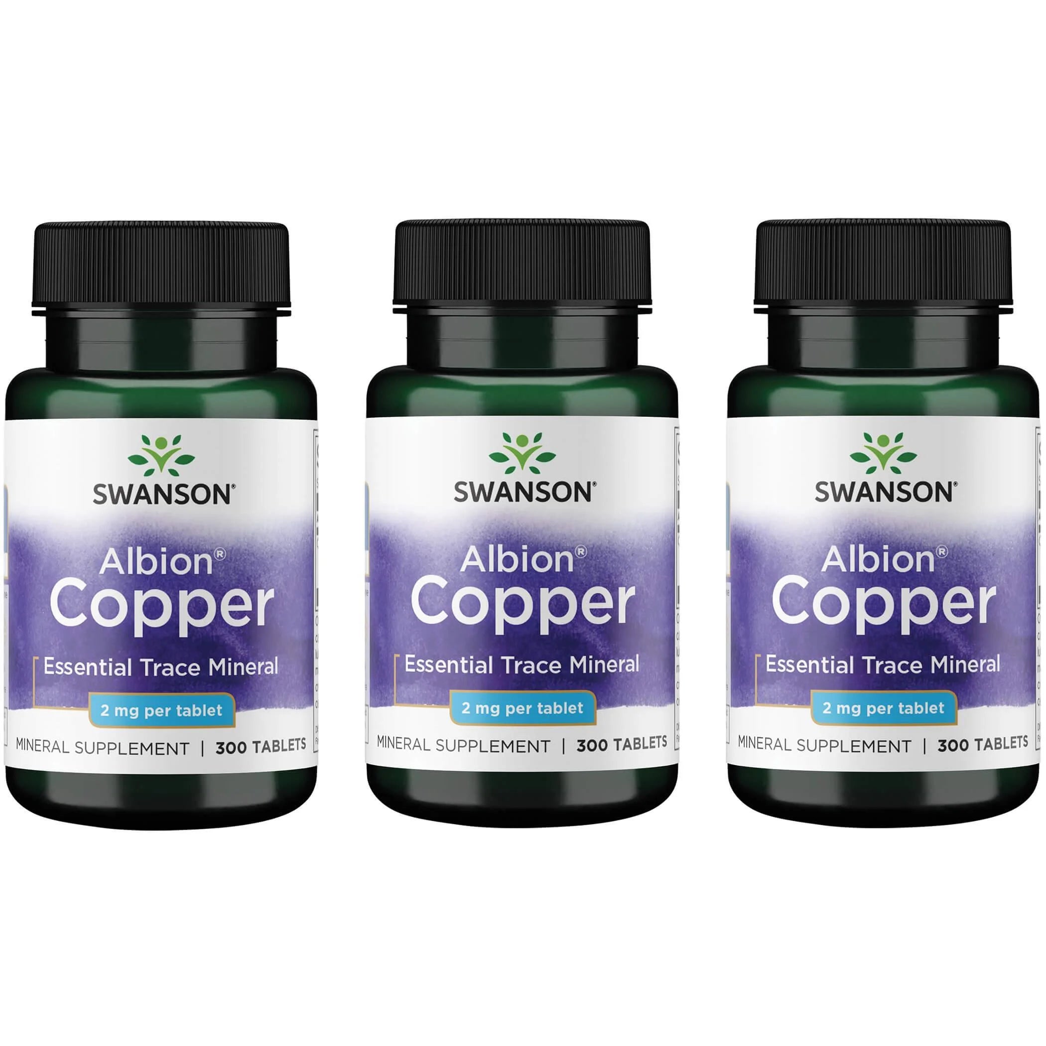 Copper Essential Trace Mineral, Helps Maintain the Health of Organs & Tissues, 2 Mg (300 Tablets) (3-Pack)