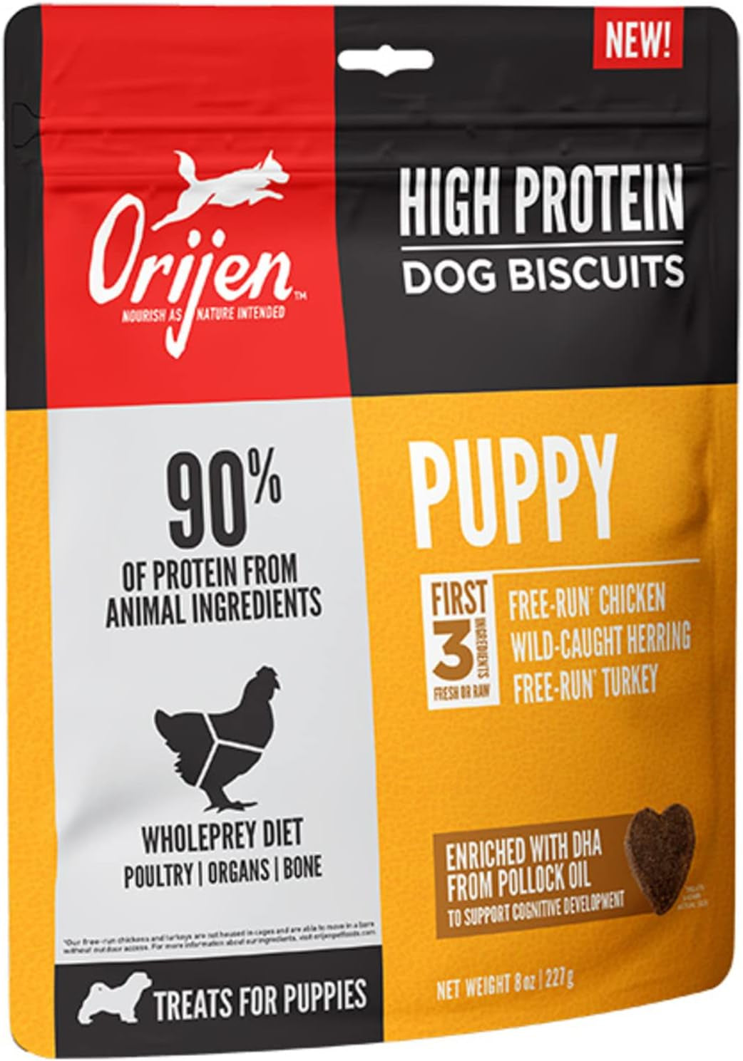 High Protein Dog Biscuit Treats,Grain-Free, Puppy, 8 Oz