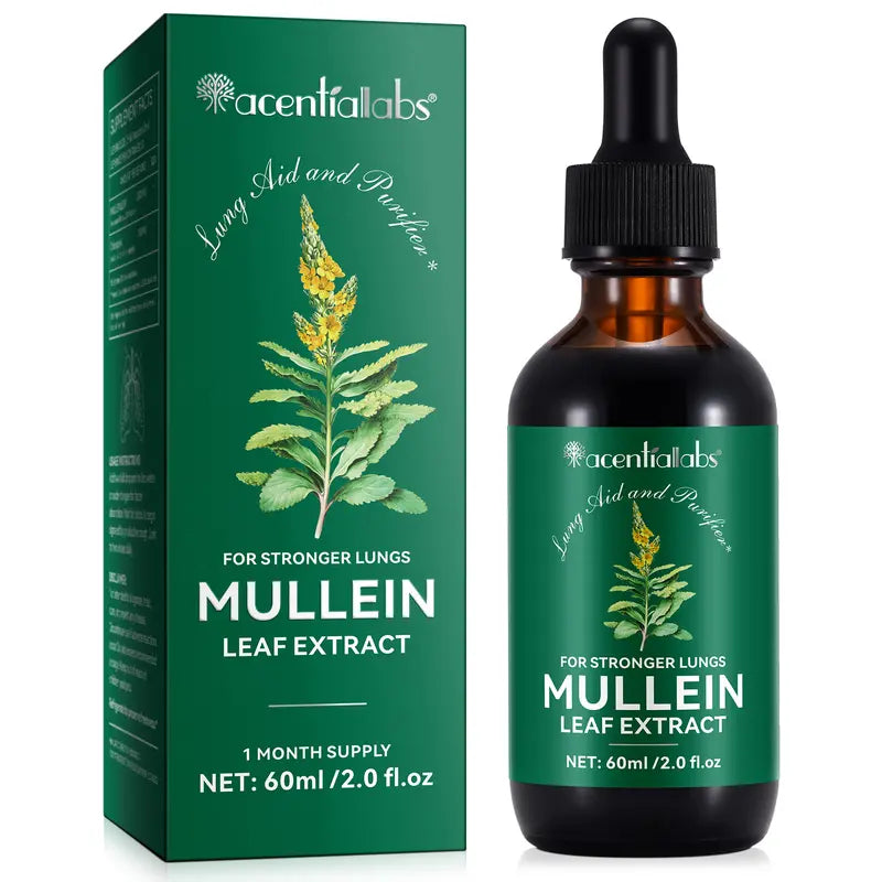 Acentiallabs Mullein Leaf Extract & Chlorophyll Extract Drops for Lungs-60Ml - Edible Healthcare Supplement Dietary Fitness