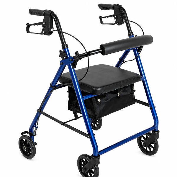 ProBasics Aluminium Rollator For Seniors and Elders, Wheel size 6 inch With Height Adjustable Weight Capacity 300lbs, Blue Color, Foldable, RLA6BL