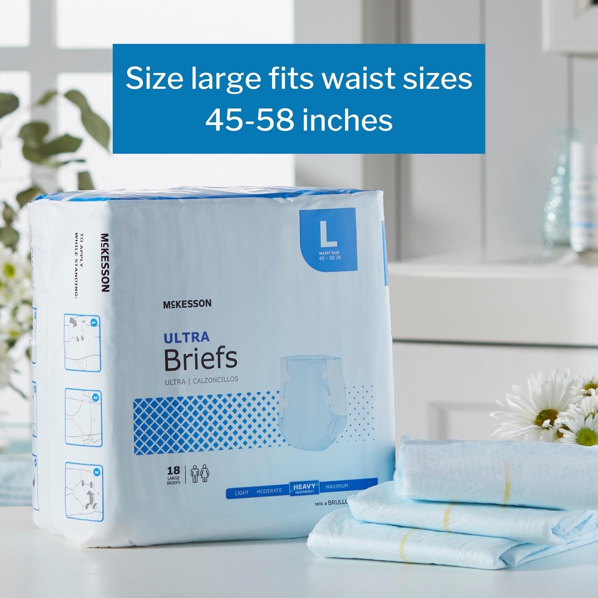 Unisex Adult Incontinence Brief McKesson Ultra Large Disposable Heavy Absorbency, Packaging Type- Case