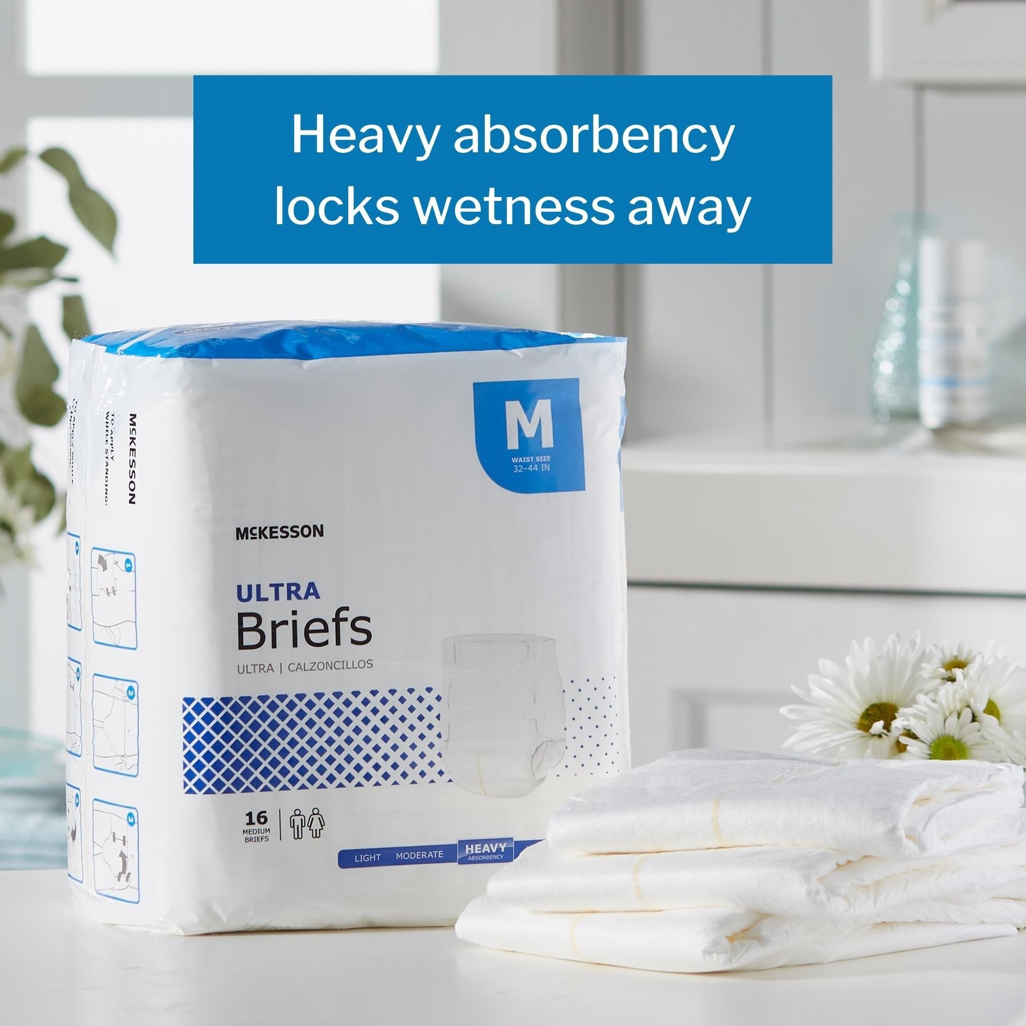Unisex Adult Incontinence Brief McKesson Ultra Medium Disposable Heavy Absorbency, Packaging Type- Case