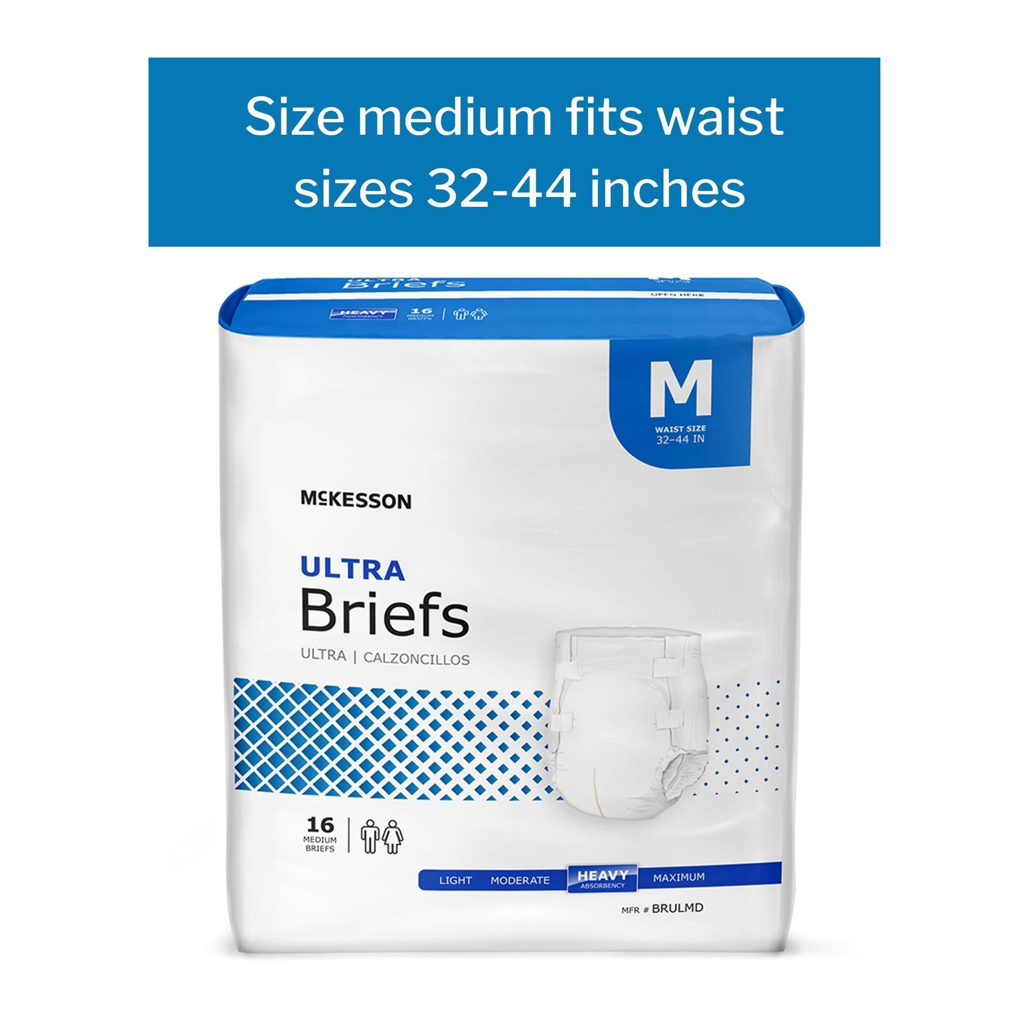 Unisex Adult Incontinence Brief McKesson Ultra Medium Disposable Heavy Absorbency, Packaging Type- Case