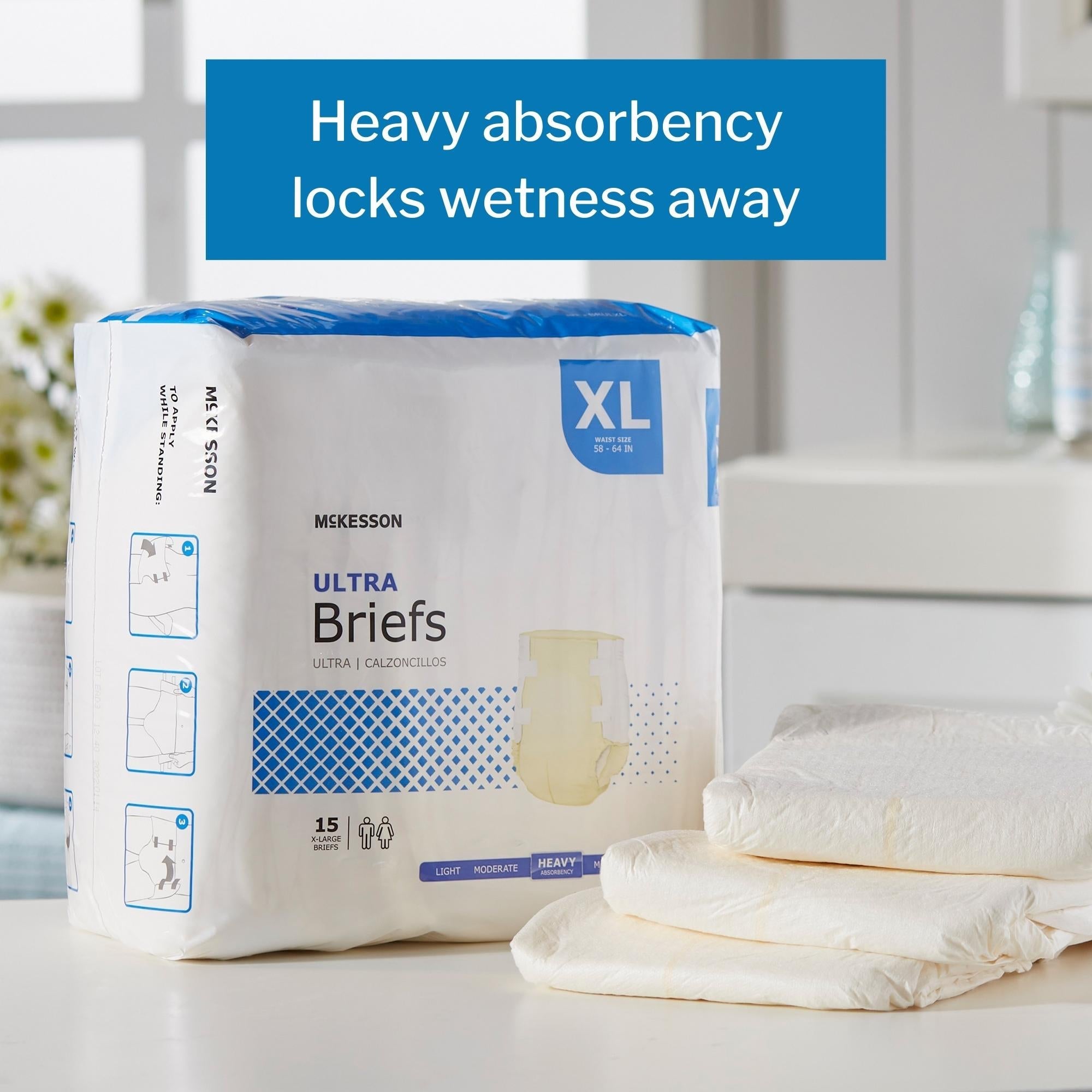 Unisex Adult Incontinence Brief McKesson Ultra X-Large Disposable Heavy Absorbency, Packaging Type- Case