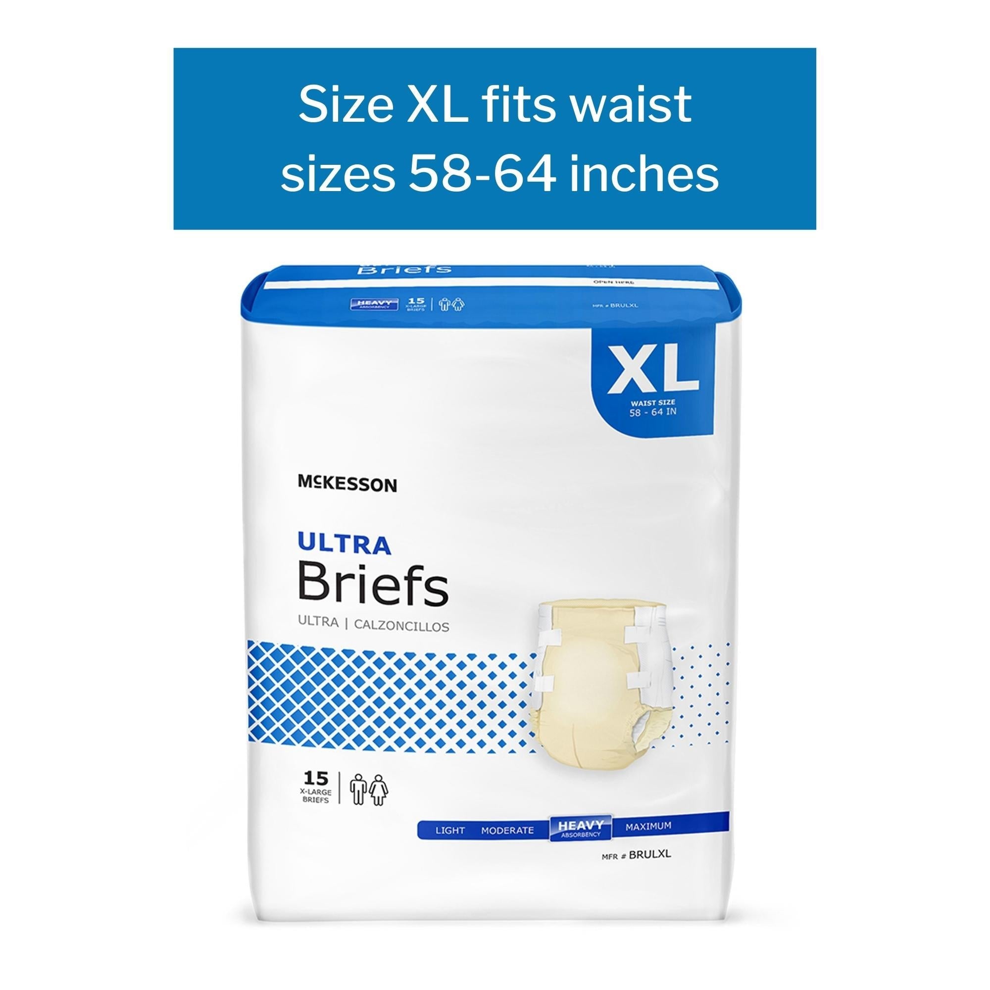 Unisex Adult Incontinence Brief McKesson Ultra X-Large Disposable Heavy Absorbency, Packaging Type- Case