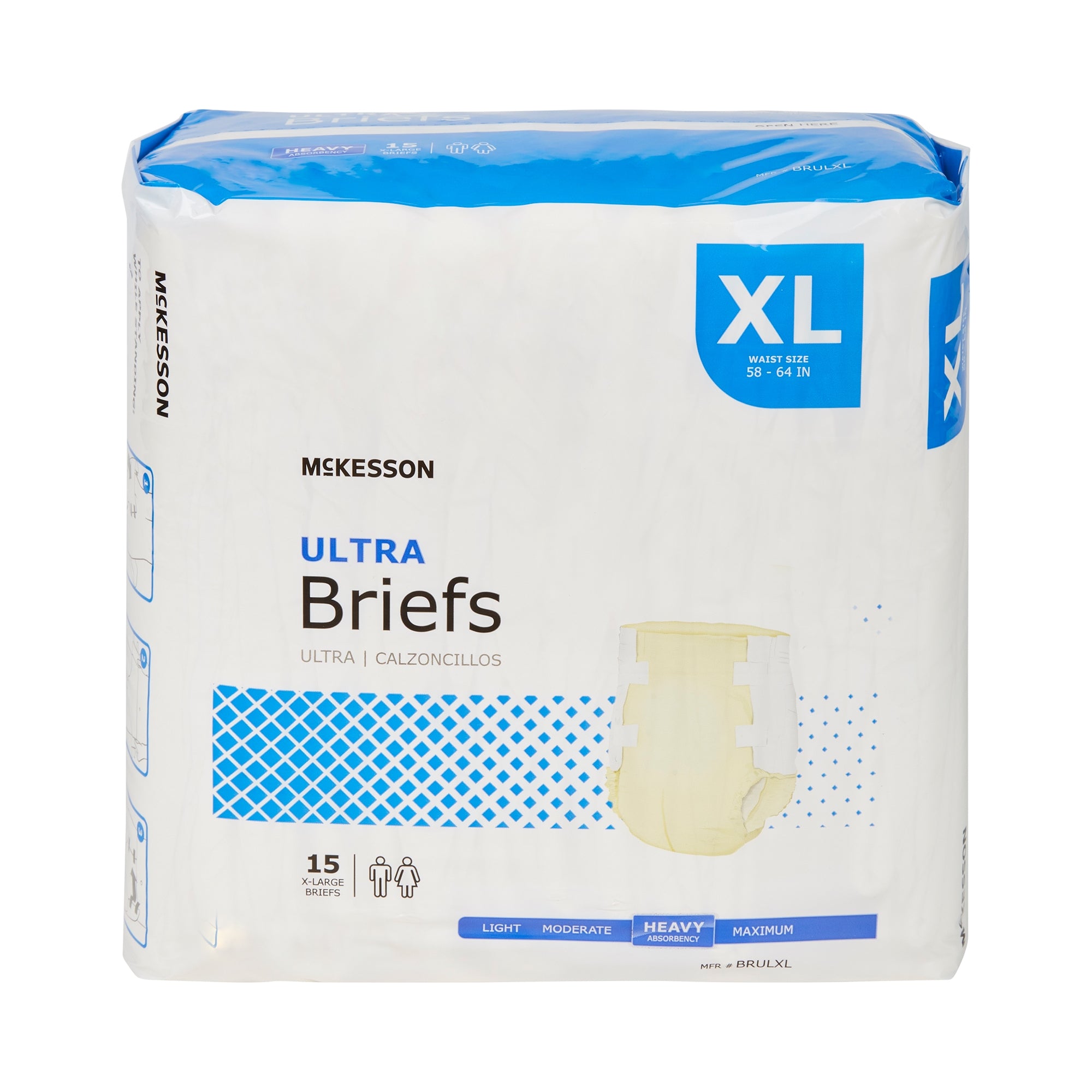 Unisex Adult Incontinence Brief McKesson Ultra X-Large Disposable Heavy Absorbency, Packaging Type- Case