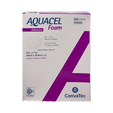 Foam Dressing Aquacel 7 X 8 Inch With Border Waterproof Film Backing Silicone Adhesive Sacral Sterile,Packaging Type- Box