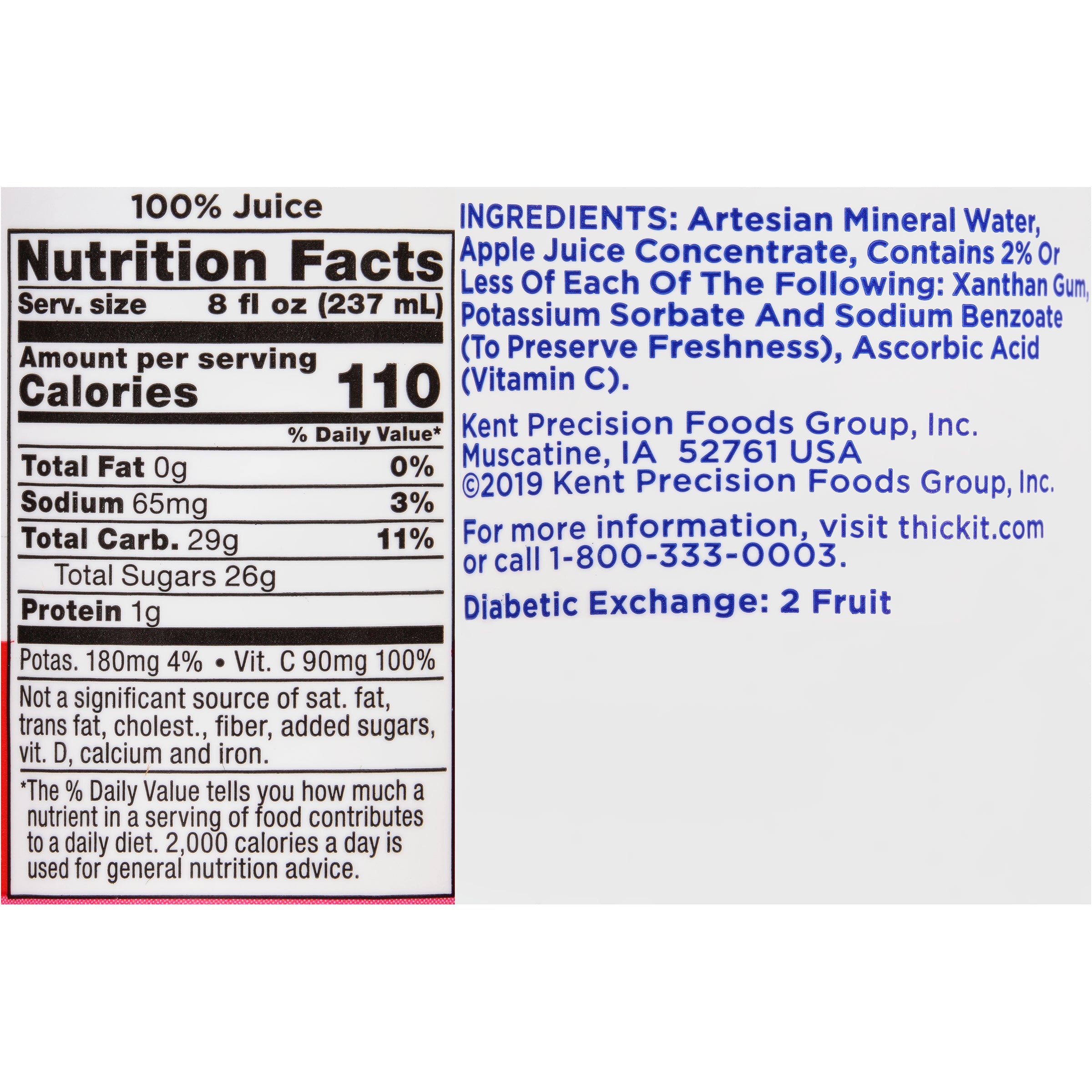 Thickened Beverage Thick-It Clear Advantage 8 oz. Bottle Apple Flavor Liquid IDDSI Level 2 Mildly Thick,Packaging Type- Each