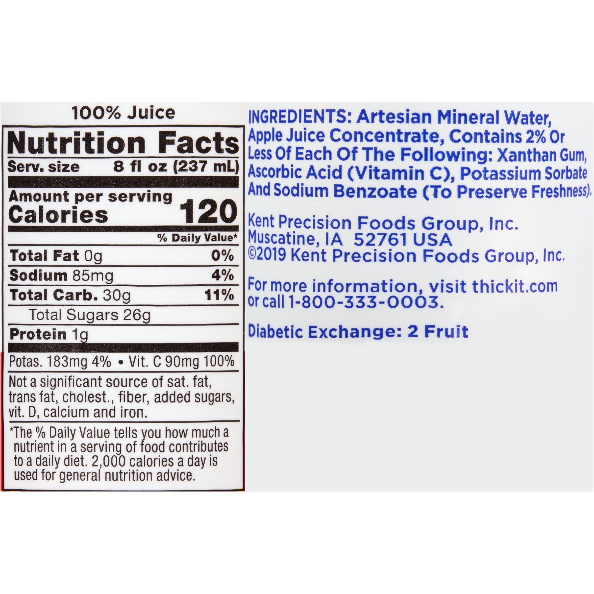 Thickened Beverage Thick-It Clear Advantage 8 oz. Bottle Apple Flavor Liquid IDDSI Level 3 Moderately Thick/Liquidized,Packaging Type- Each