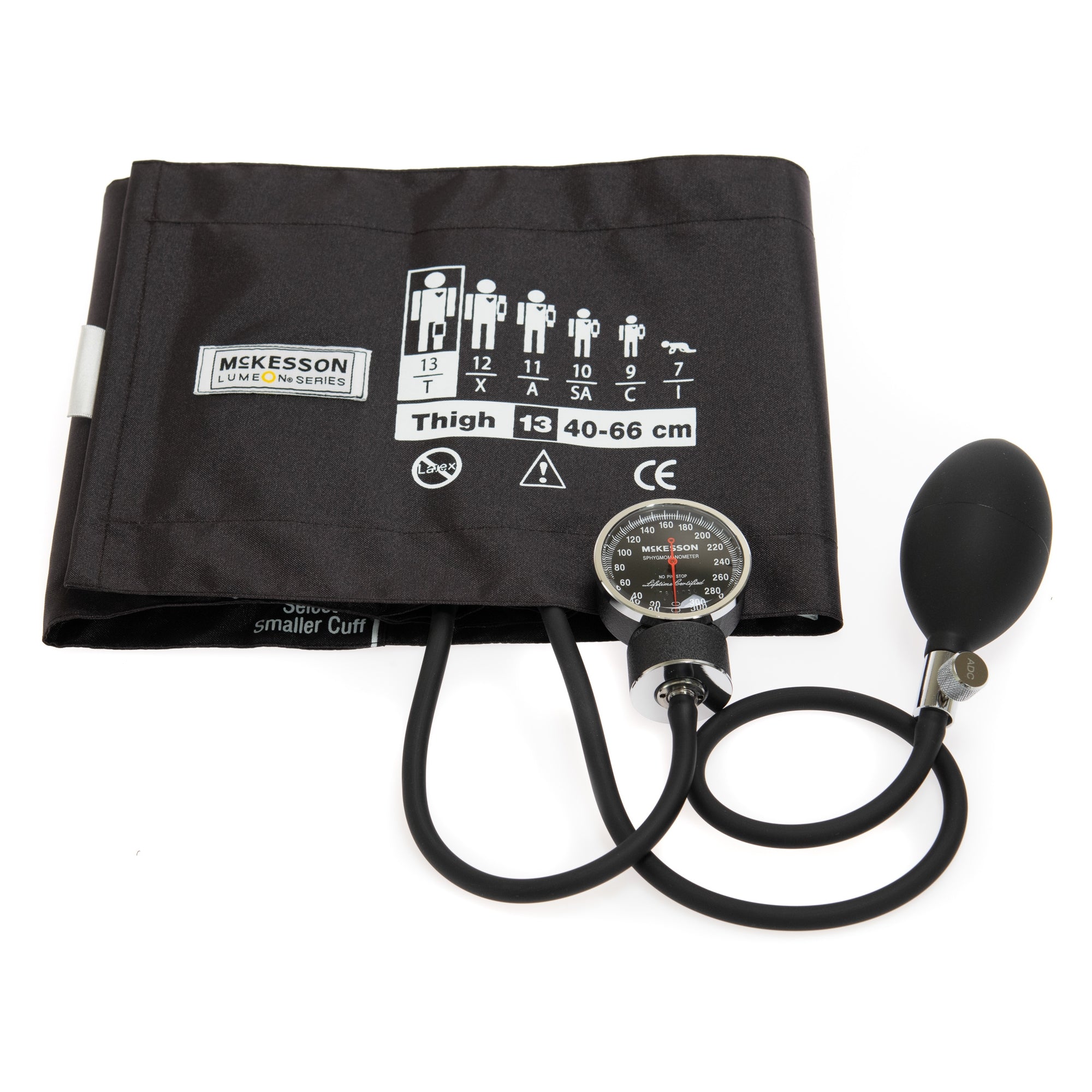 Aneroid Sphygmomanometer Unit McKesson LUMEON Thigh Cuff Nylon Cuff 40 - 66 cm Pocket Aneroid, Packaging Type- Box