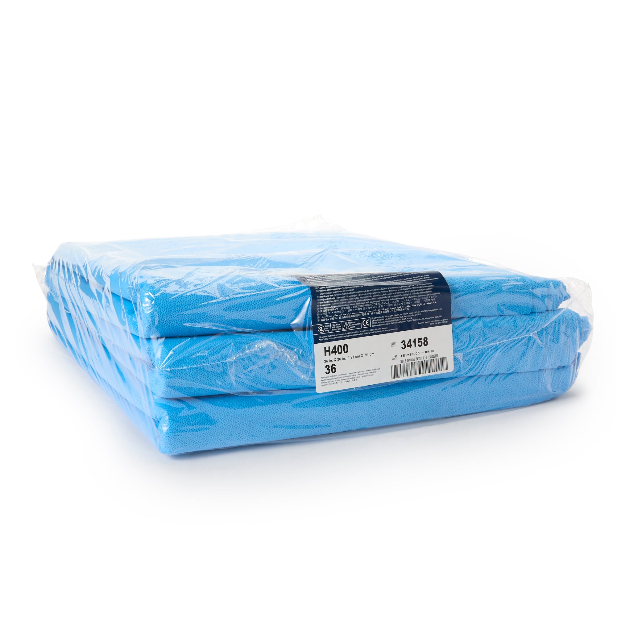 QUICK CHECK* H400 Sterilization Wrap White / Blue 36 X 36 Inch Dual Layer SMS Polypropylene Steam / EO Gas / Hydrogen Peroxide, Packaging Type- Case