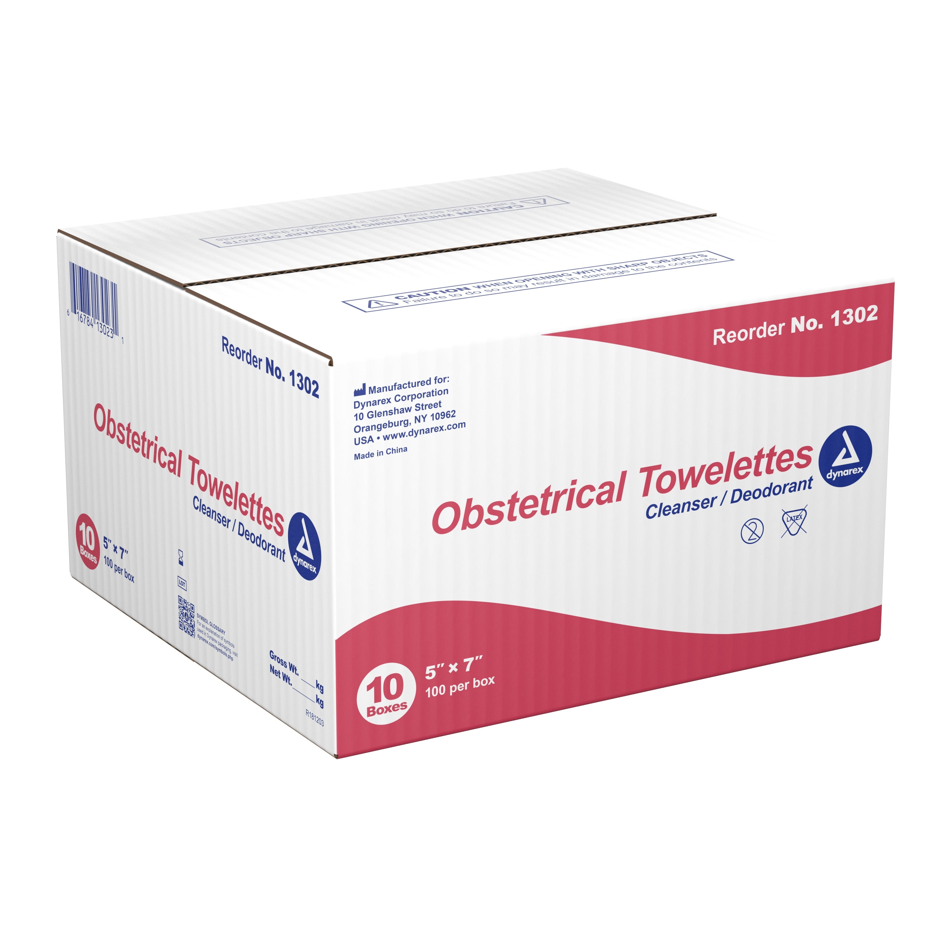 Obstetrical Cleansing Towelette Dynarex Individual Packet Scented 100 Count, Packaging Type- Box