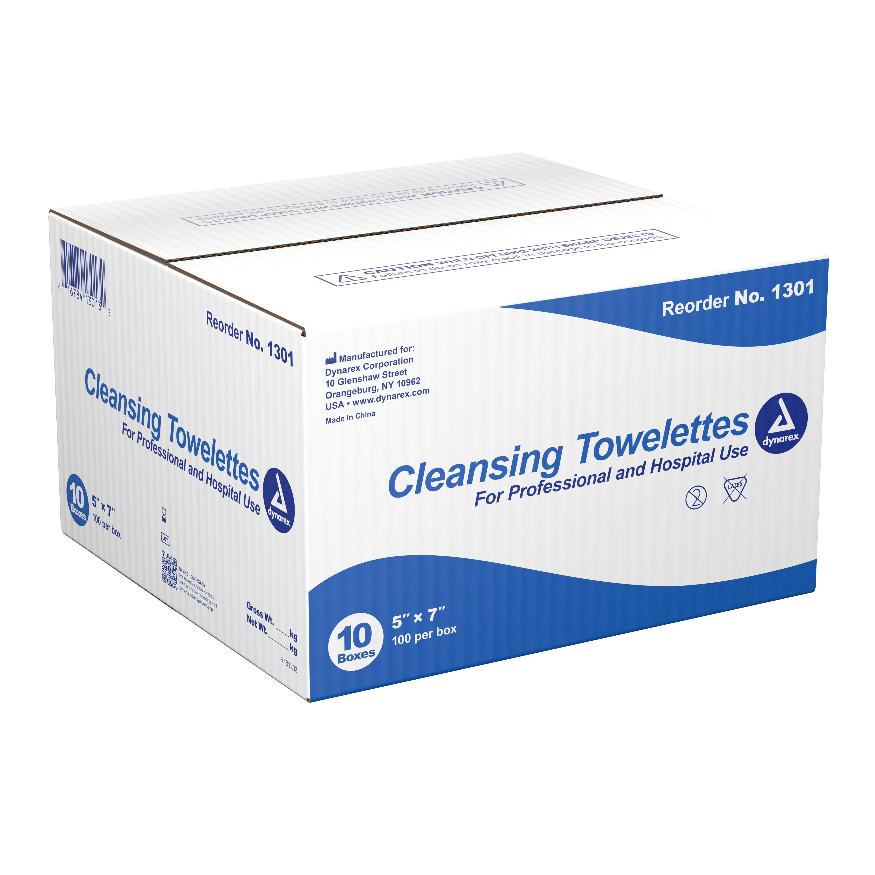 Dynarex Antiseptic Skin Towelettes – 5% Alcohol / 0.13% Benzalkonium Chloride, 5 x 7 in Individual Packets, Box of 100, Latex-Free