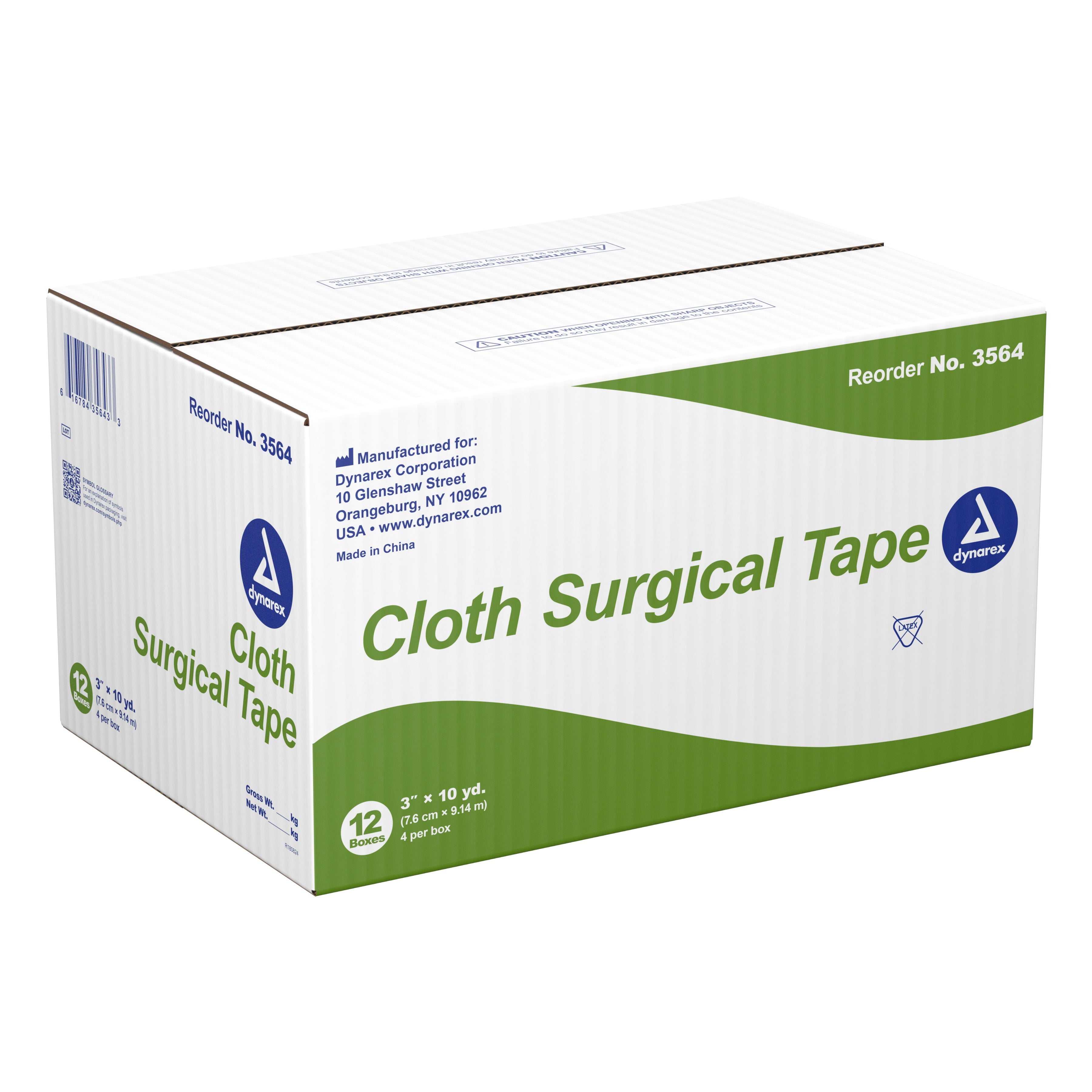 Medical Tape Dynarex White 3 Inch X 10 Yard Cloth NonSterile, Packaging Type- Box