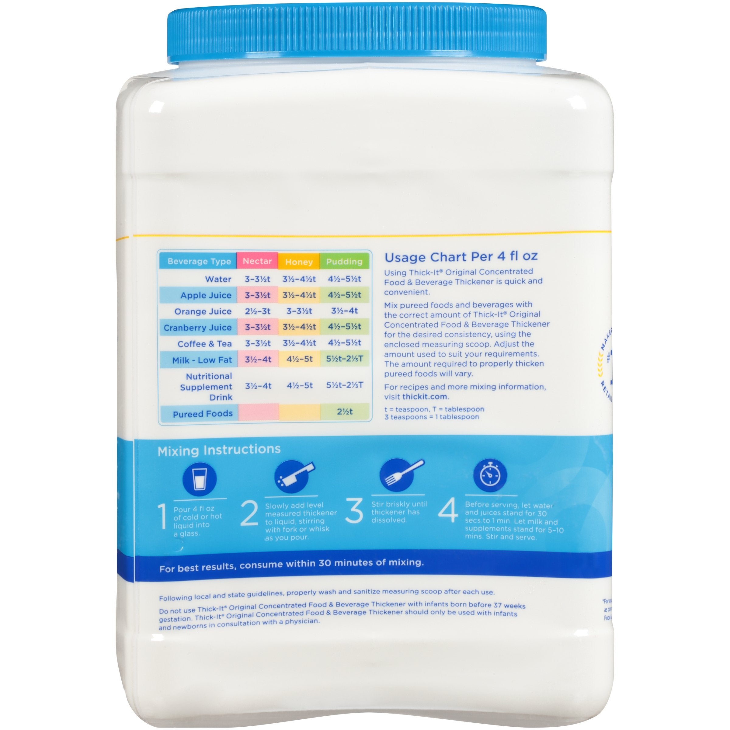 Food and Beverage Thickener Thick-It Original Concentrated 36 oz. Canister Unflavored Powder IDDSI Level 0 Thin,Packaging Type- Each