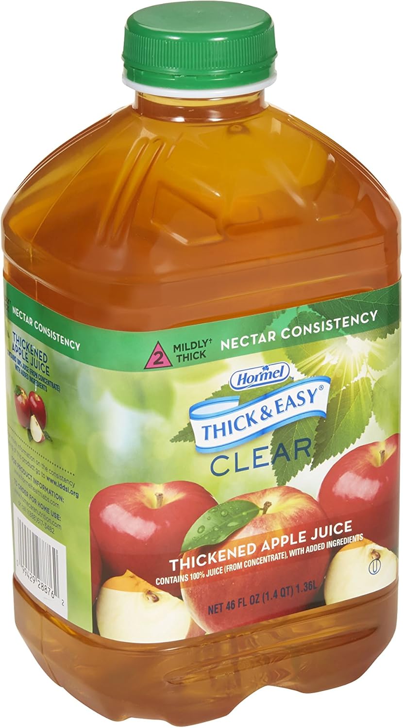 Thickened Beverage Thick & Easy 46 oz. Bottle Apple Flavor Liquid IDDSI Level 2 Mildly Thick, Packaging Type- Case