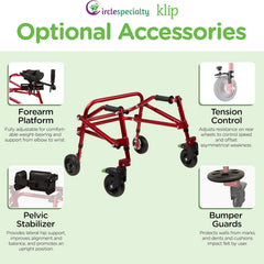 klip walker x small red 4 wheeled