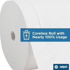 Compact White 2-Ply Toilet Tissue Coreless Roll 150 Sheets