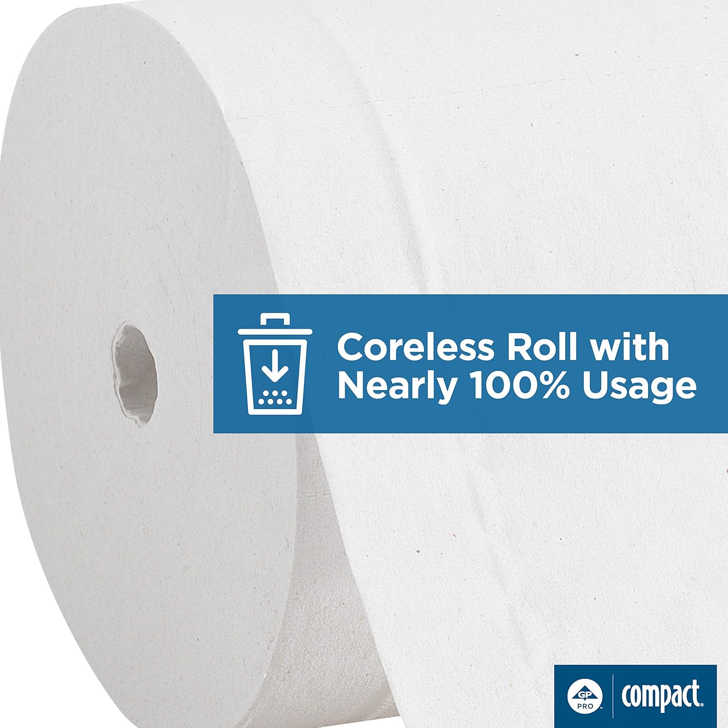 Toilet Tissue Compact White 2-Ply Standard Size Coreless Roll 1500 Sheets 3-4/5 X 4-1/20 Inch, Packaging Type- Case