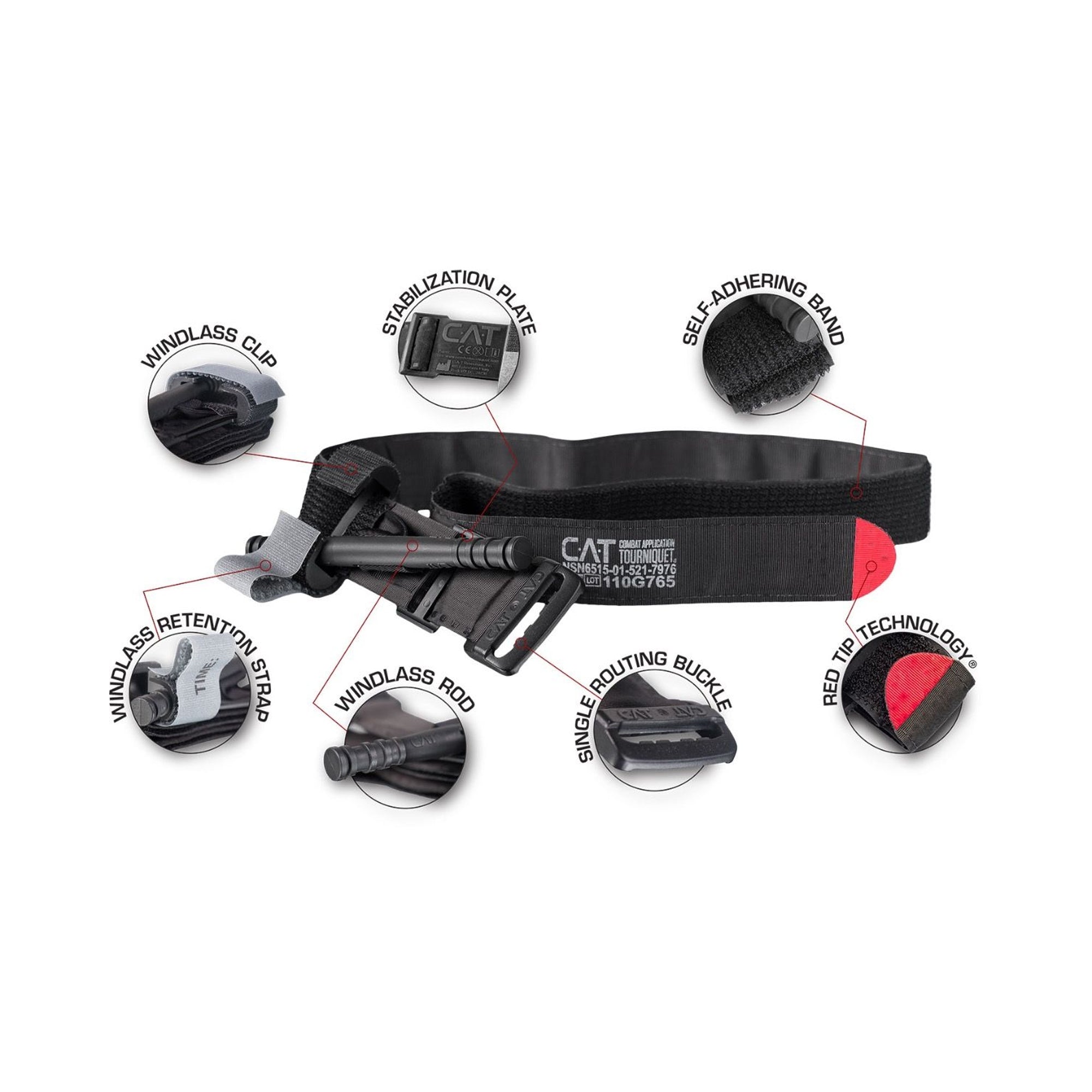 C-A-T Combat Tourniquet 6.5 Inch Length Military Latex Free Nylon, Packaging Type- Each