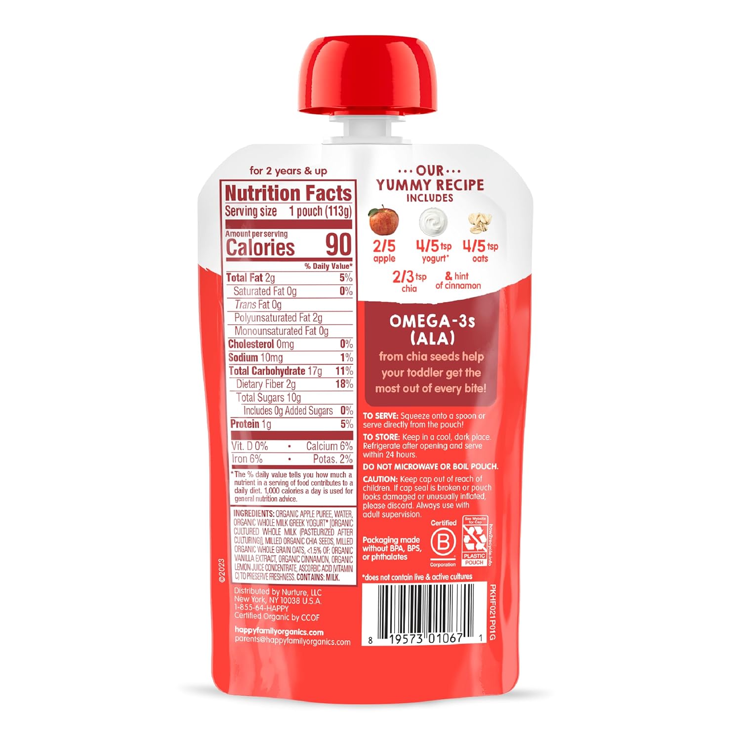 happy tot super morning organic apples cinnamon yogurt and oats super chia case of 16 4 oz