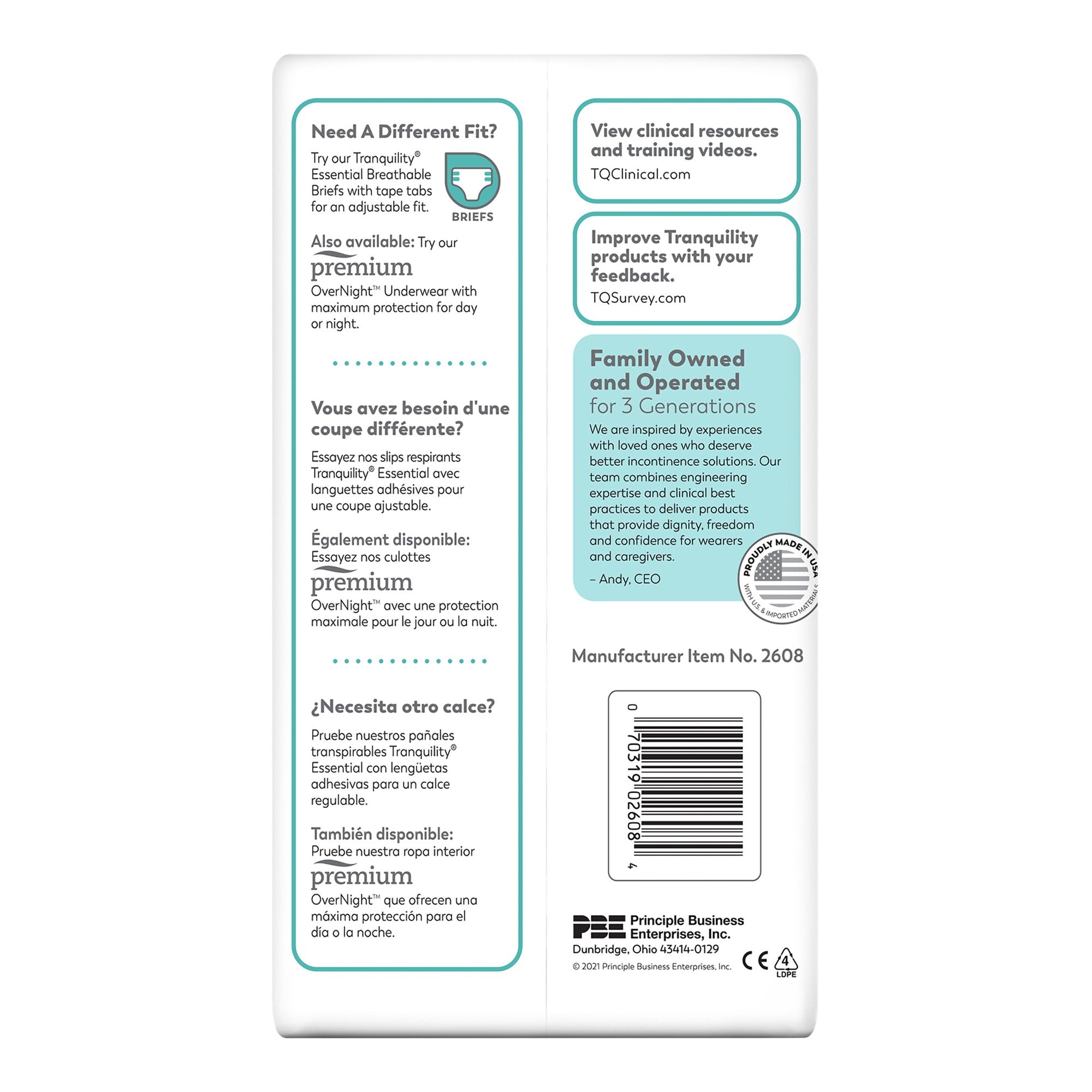 Unisex Adult Absorbent Underwear Tranquility Essential Pull On with Tear Away Seams 2X-Large Disposable Heavy Absorbency, Packaging Type- Case