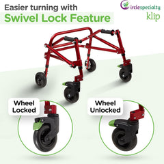 klip walker x small red 4 wheeled
