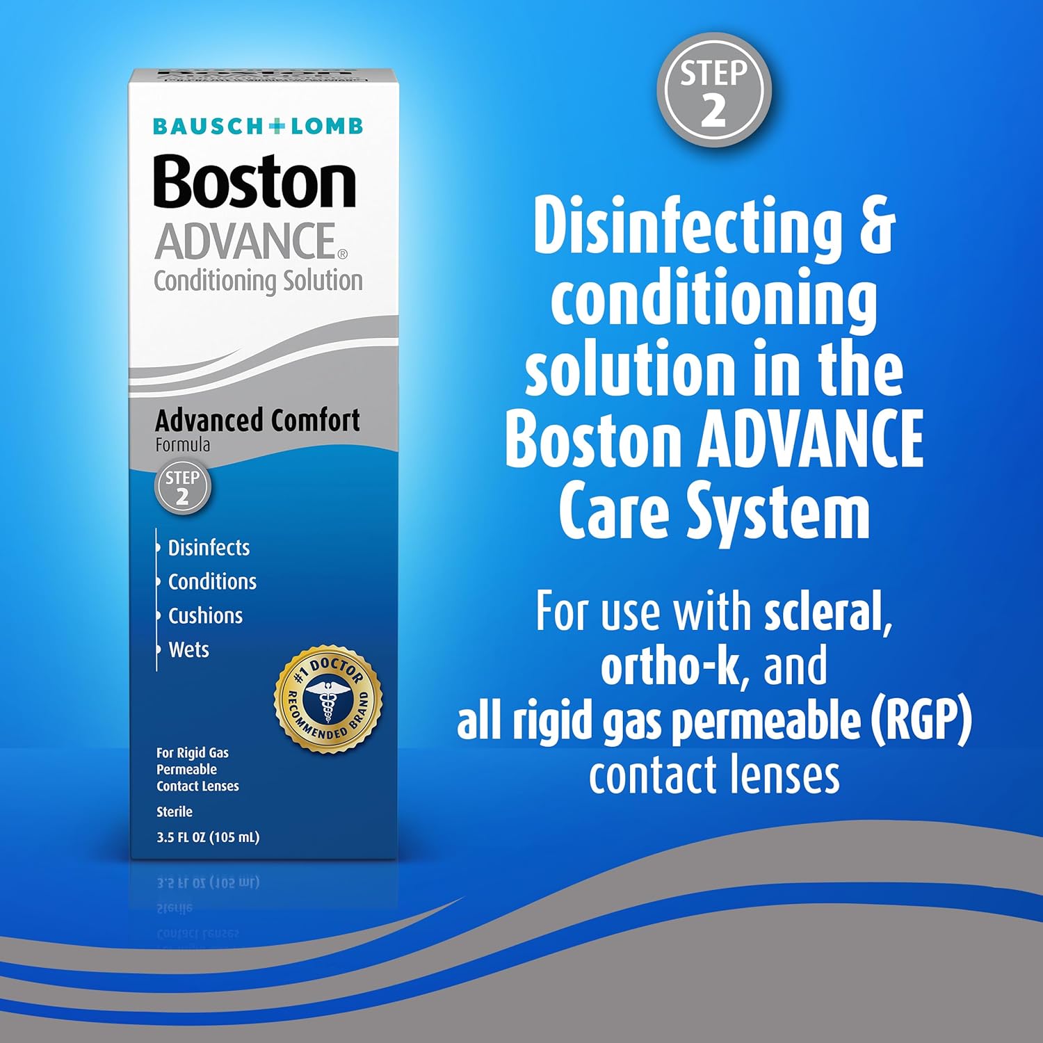 Solución para lentes de contacto Boston Advance Conditioning, 3.5 oz., envase individual.