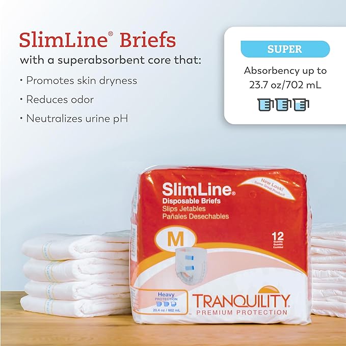 Unisex Adult Incontinence Brief Tranquility Slimline X-Large Disposable Heavy Absorbency,Packaging Type- Each