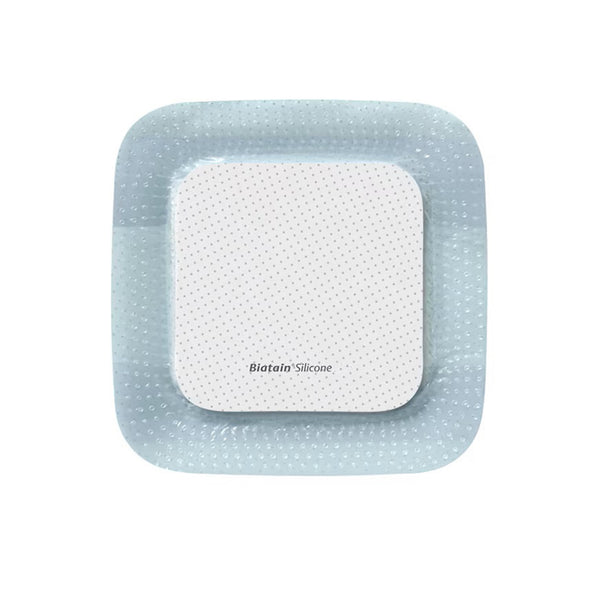Foam Dressing Biatain Silicone 4 X 4 Inch With Border Film Backing Silicone Adhesive Square Sterile, Packaging Type- Box