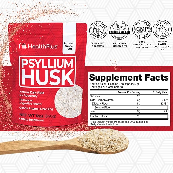 Health Plus - Pure Psyllium Husk - 12 Oz