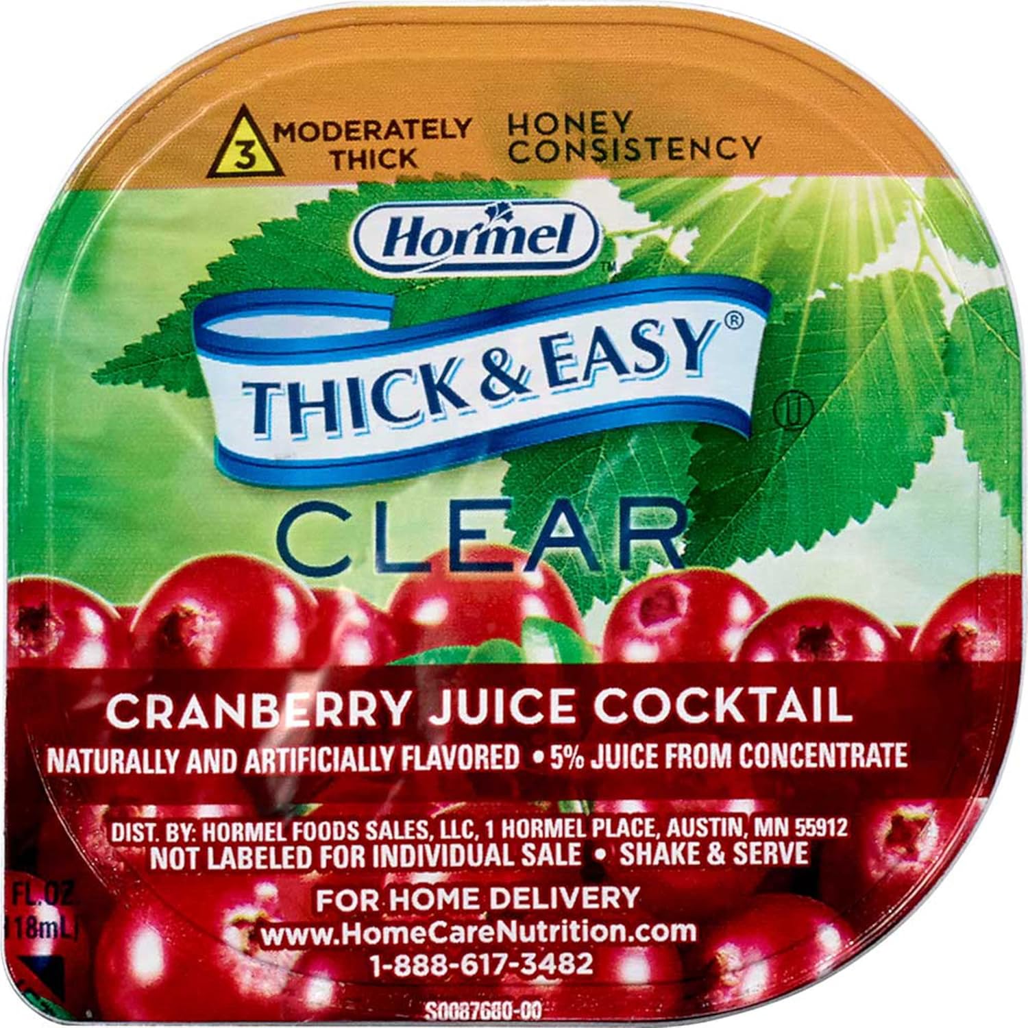 Thickened Beverage Thick & Easy 4 oz. Portion Cup Cranberry Juice Cocktail Flavor Liquid IDDSI Level 3 Moderately Thick/Liquidized, Packaging Type- Case
