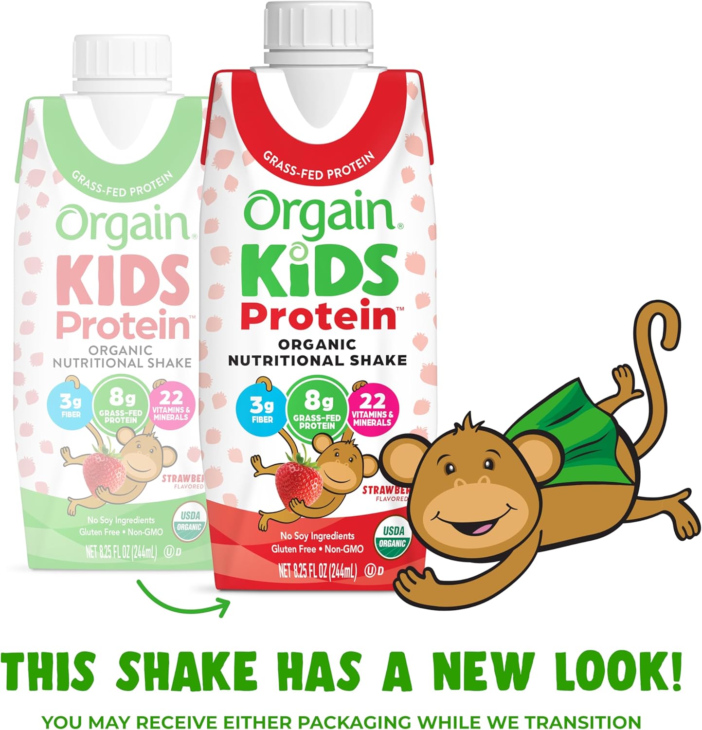Pediatric Oral Supplement Orgain Kids Protein Organic Nutritional Shake Strawberry Flavor 8.25 oz. Carton Liquid Organic,Packaging Type- Each