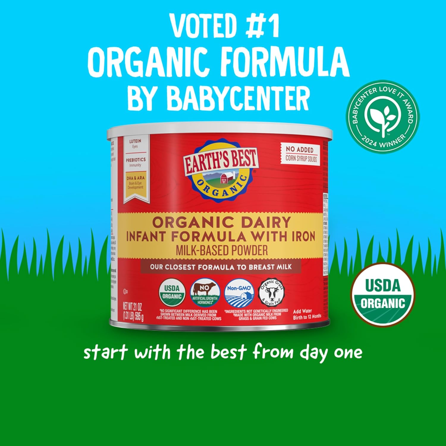 Leche en polvo Earth's Best - Inftfrm Irn - Caja de 4 (21 oz)