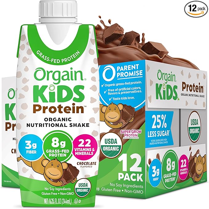Pediatric Oral Supplement Orgain Kids Protein Organic Nutritional Shake Chocolate Flavor 8.25 oz. Carton Liquid Organic,Packaging Type- Each