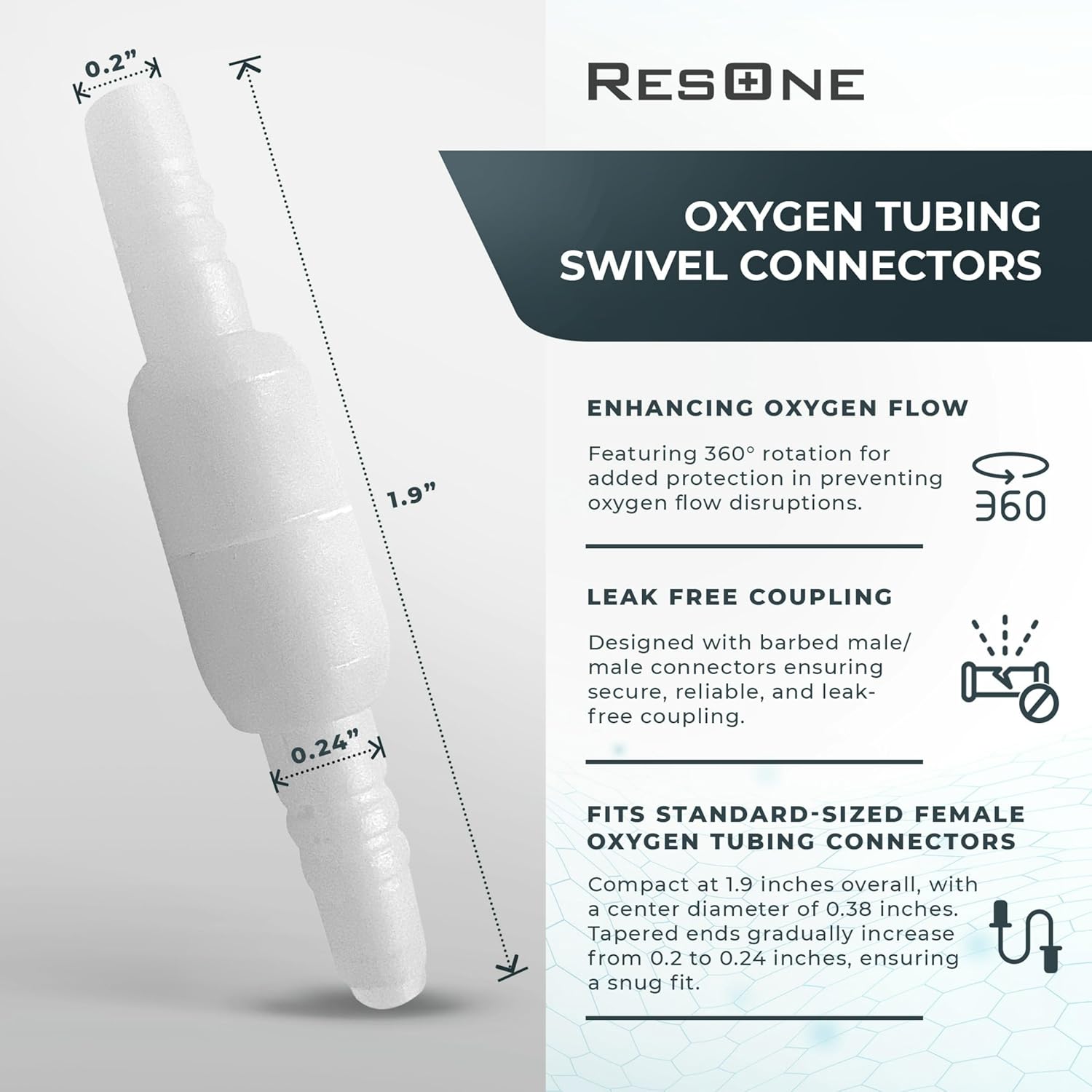 swivel connector for oxygen tubing