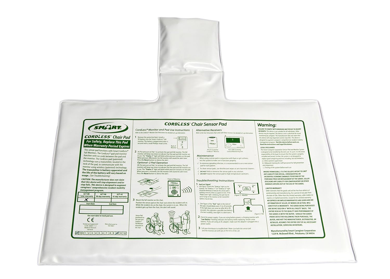Chair Sensor Pad Smart Caregiver 10 X 15 Inch,Packaging Type- Each
