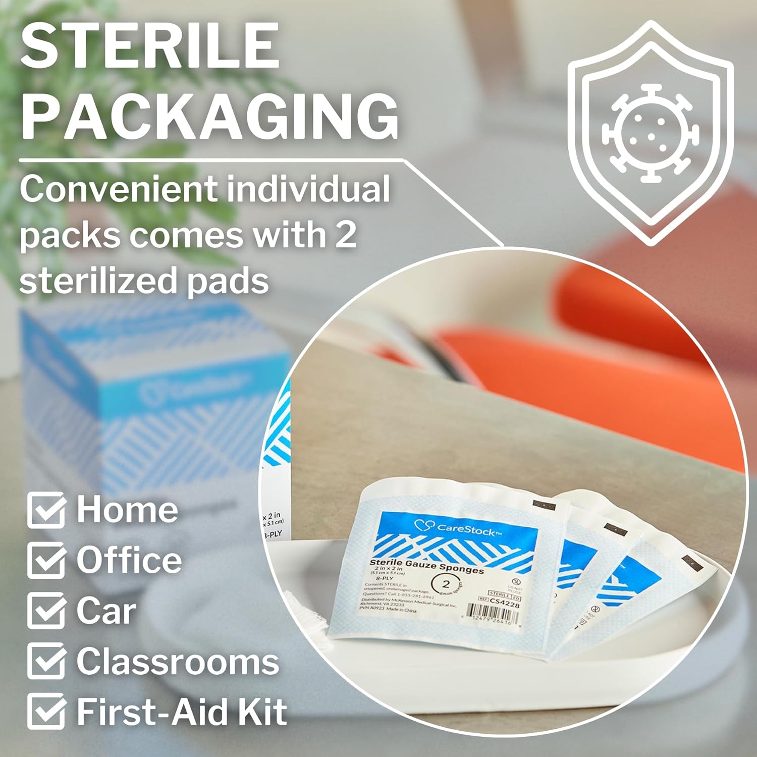 Gauze Sponge CareStock 2 X 2 Inch 8-Ply Sterile 2 per Pack, Packaging Type- Case