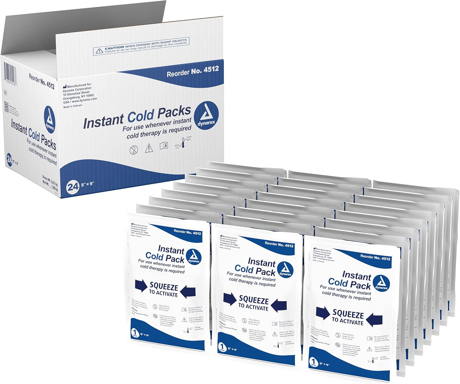 Instant Cold Pack Dynarex Non-Toxic General Purpose One Size Fits Most 5 X 9 Inch Plastic / Urea / Water Disposable