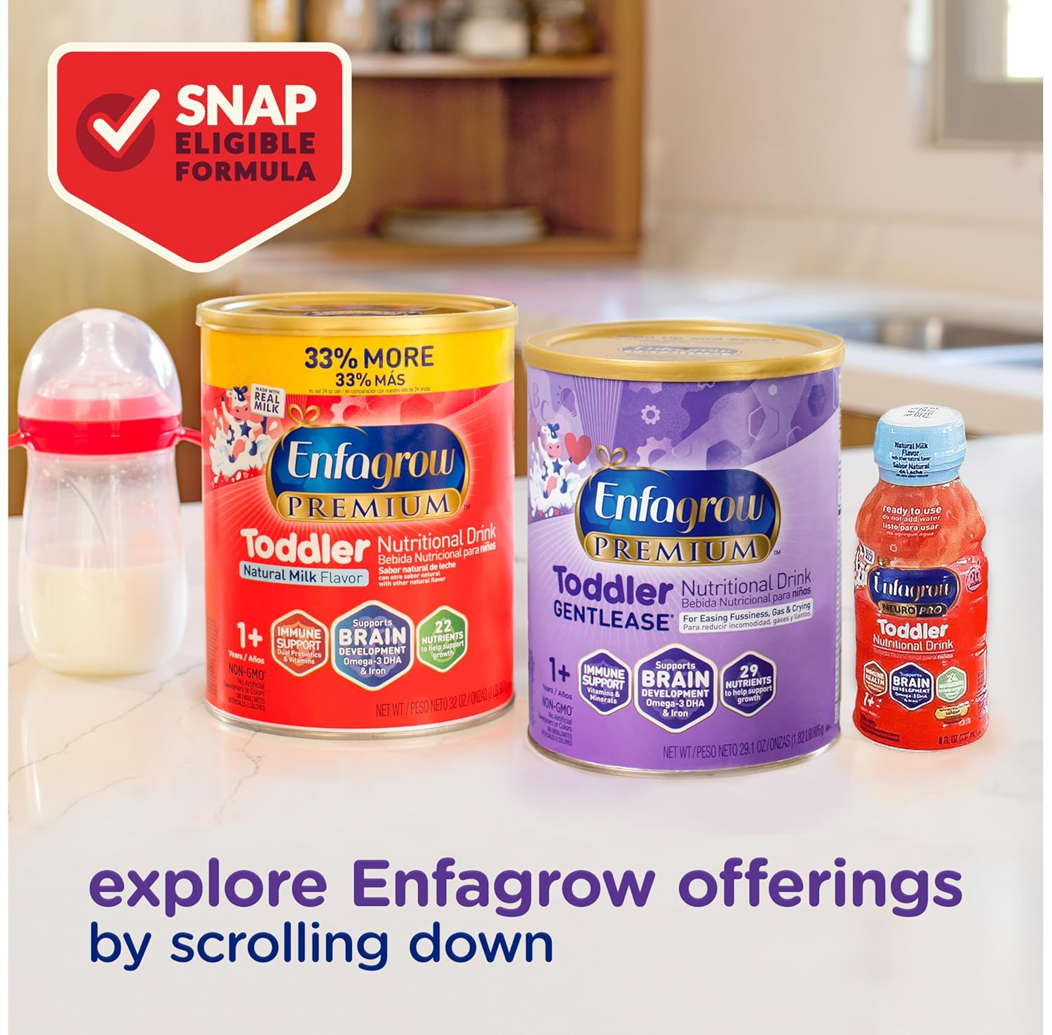 Pediatric Oral Supplement EnfagrowPremium Gentlease Toddler Unflavored 29.1 oz. Can Powder Calories,Packaging Type- Each