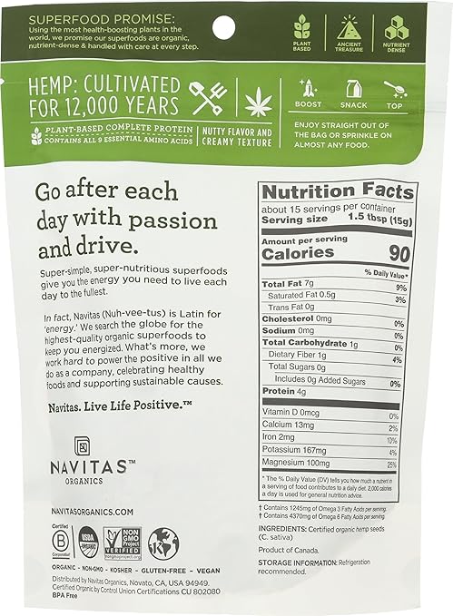 Navitas Naturals Hemp Seeds - Organic - Shelled - 8 Oz - Case Of 12