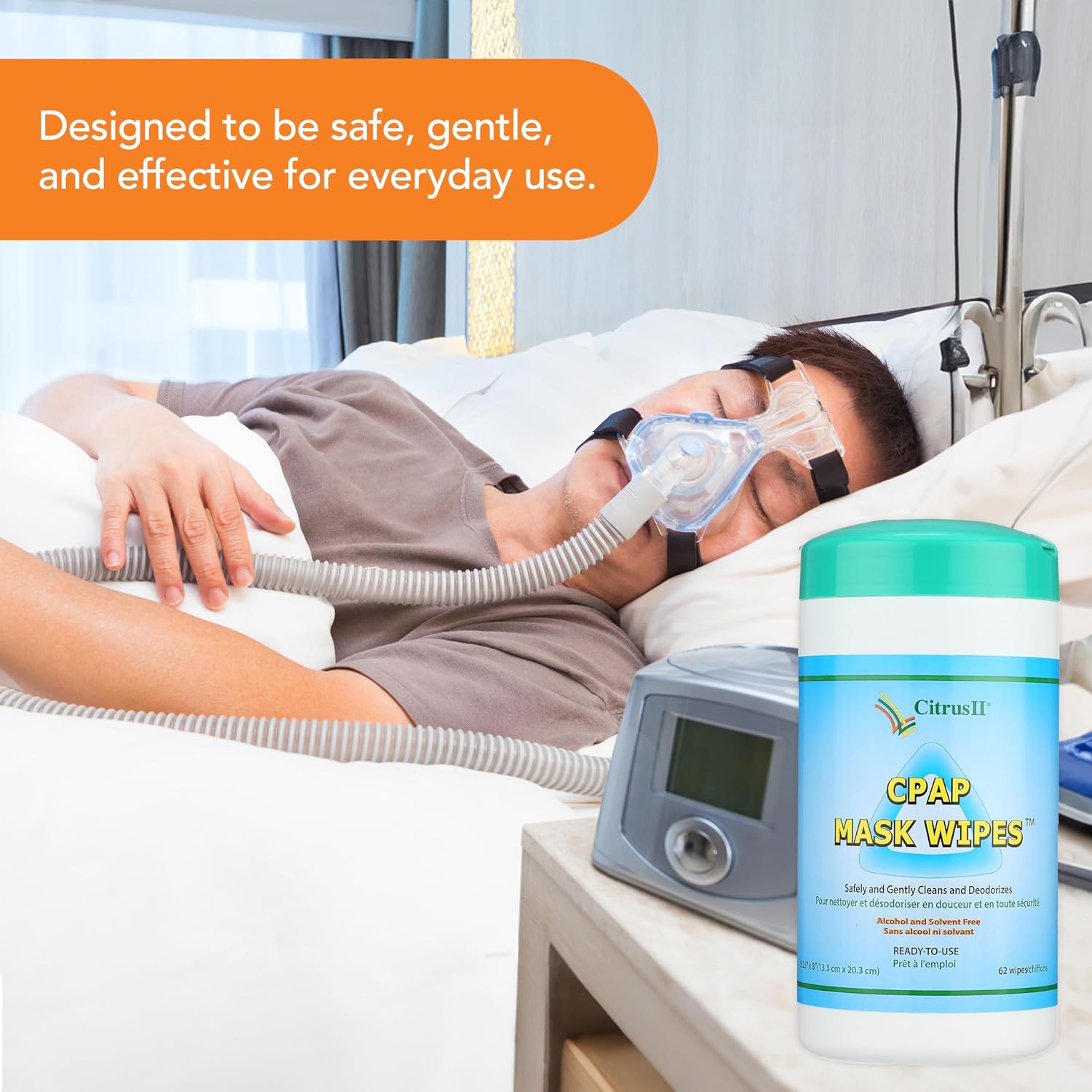 CPAP Wipes Citrus II 5 X 8 Inch, 7.5 oz,Packaging Type- Each